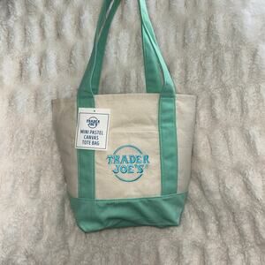 Trader Joe’s Mini Mint Green Canvas Tote Bag Limited Easter Edition